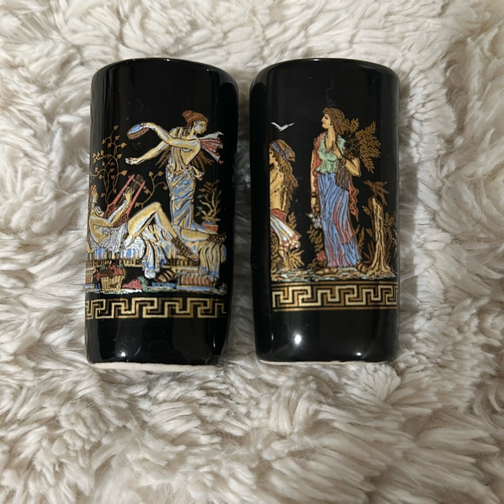 Greek themed navy blue shot glasses / toothpick holders.